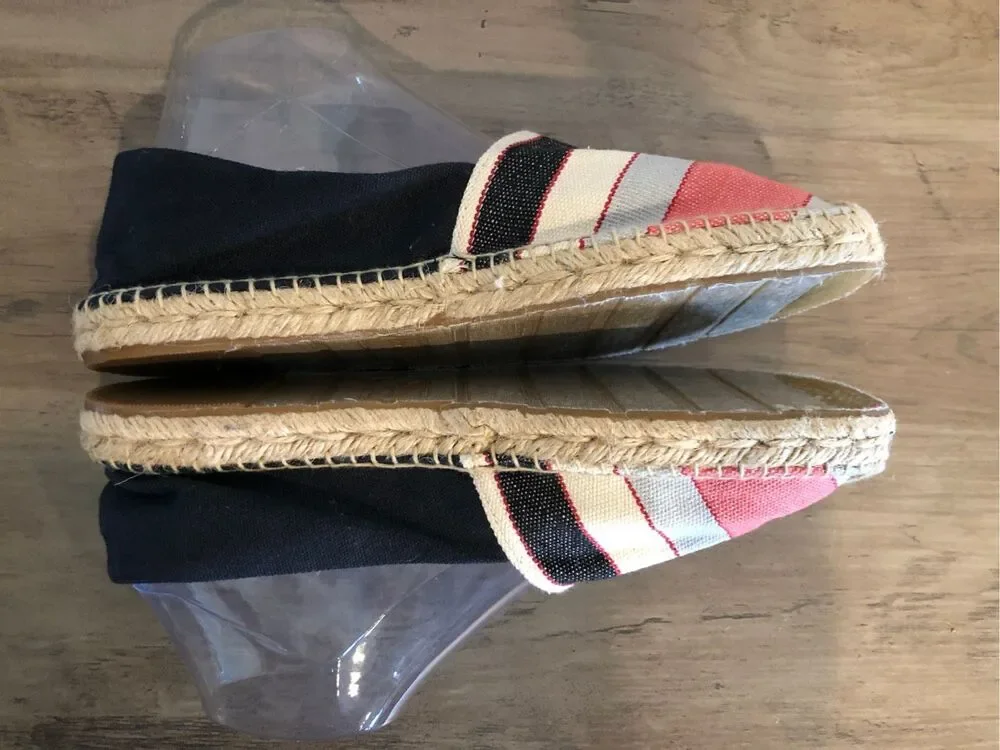 NWOB Sam Edelman sz 10 Striped Espadrille Flats Slip-on Nautical Coastal